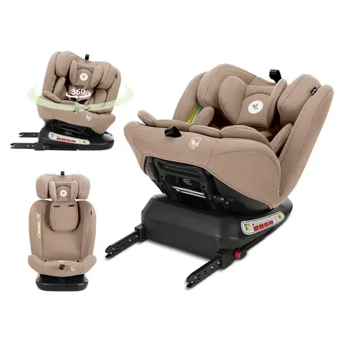 Scaun auto pentru copii Lorelli Capella, i-Size, Isofix, rotativ 360 grade, 0 luni-12 ani, 40-150 cm, Bej