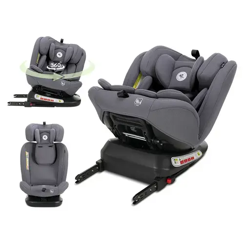 Scaun auto pentru copii Lorelli Capella, i-Size, Isofix, rotativ 360 grade, 0 luni-12 ani, 40-150 cm, Gri