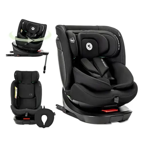 Scaun auto pentru copii Lorelli Concord Pro, Isofix, picior de sprijin, rotativ 360, cu perna de calatorie, 40-150 cm, 0 luni-12 ani, Negru