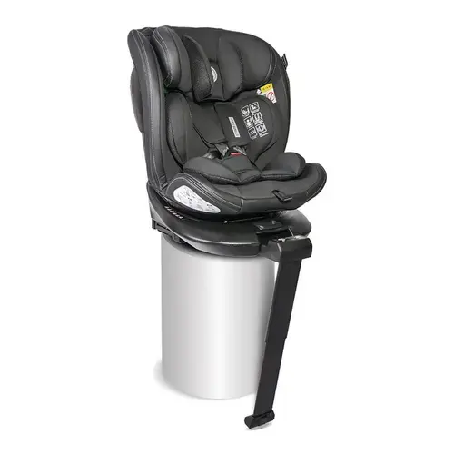 Scaun auto pentru copii Lorelli Estate, Isofix, 0 Luni-12 Ani, 40-150 cm, picior de sprijin telescopic, I-size, certificat R129, reglabil, pozitie somn, baza rotativa 360 grade, sistem de protectie impact lateral, Negru