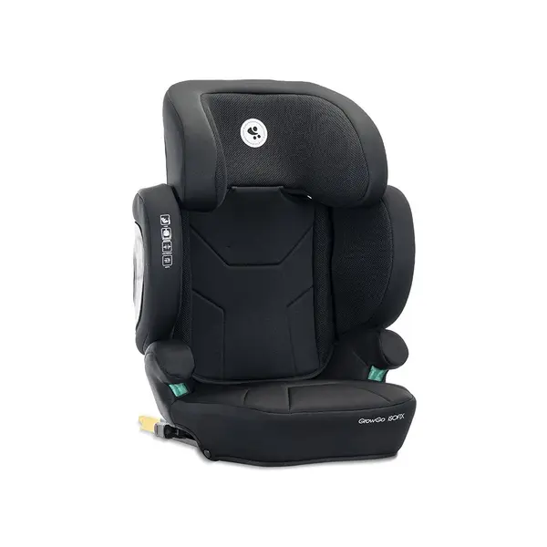 Scaun auto pentru copii Lorelli Growgo Black cu isofix, pliabil, protectii laterale extensibile, tetiera reglabila, 100-150 cm, 3-12 ani