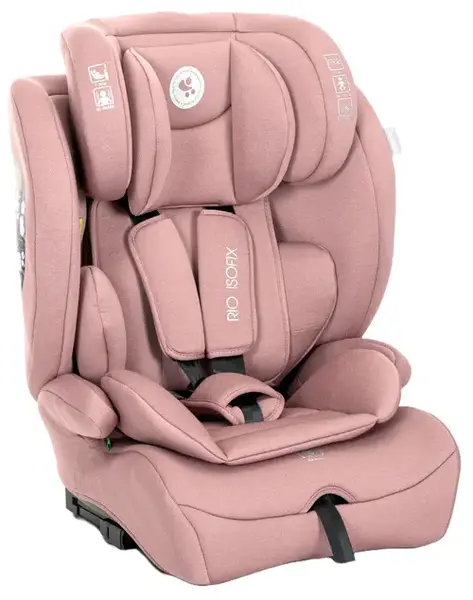 Scaun auto pentru copii Lorelli Rio, Isofix, 76-150 cm, 15 Luni-12 Ani, tetiera reglabila prin mecanism, Roz