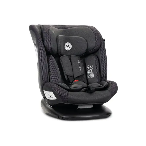 Scaun auto pentru copii Lorelli Sagitta Black, i-Size, rotativ 360, protectie laterala SPS, spatar reglabil, 0-12 ani, 40-150 cm, SPS