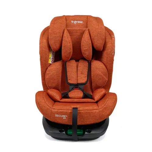 Scaun auto U-Grow Secure+, 40-150 cm, 360 grade, 4 pozitii de ajustare pe spate, 10 pozitii de ajustare a tetierei pe inaltime, Portocaliu