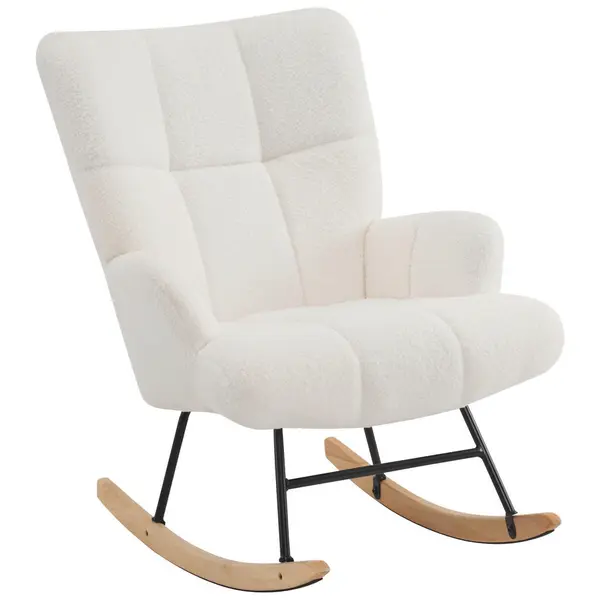 Scaun Balansoar din lemn, metal, textil, bej
