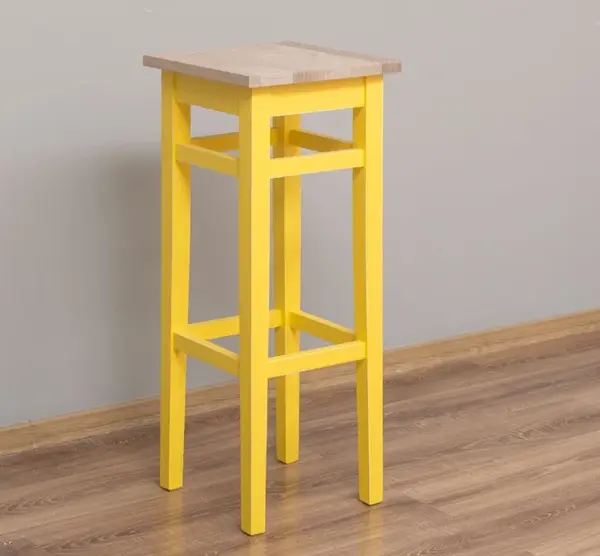Scaun bar, blat stejar cu finisaj Bright Yellow Antic/Natural