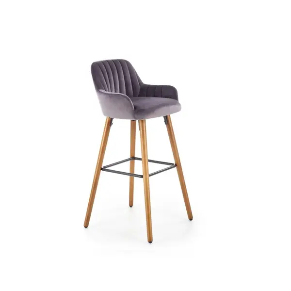 Scaun bar catifea H-93 gri inchis - H 98 cm