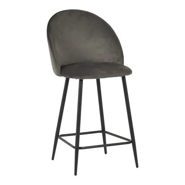 Scaun bar cu funcție ajustabilă Perch, Metal & Catifea, Negru - Antracit, 50x43x99 cm