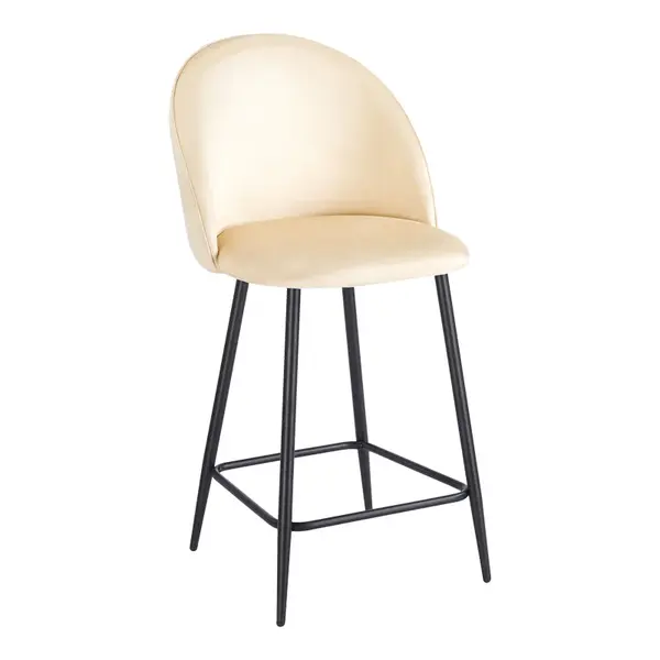 Scaun bar cu funcție reglabilă Perch, Catifea, Metal, Negru, 50x43x99 cm