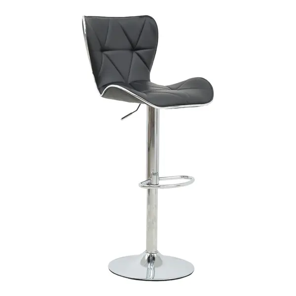 Scaun bar Jorine inaltime ajustabila negru piele ecologica PU si baza cromata 53x44x114 cm