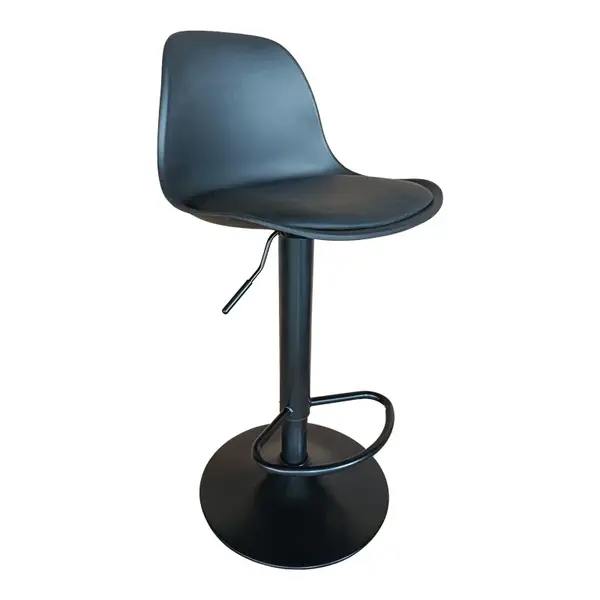 Scaun bar Louser inaltime ajustabila negru plastic PP cu perna baza metal negru 44x46x114 cm
