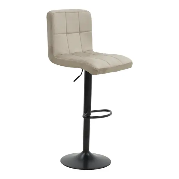 Scaun bar Remina inaltime ajustabila catifea bej baza negru mat 44x44x112 cm