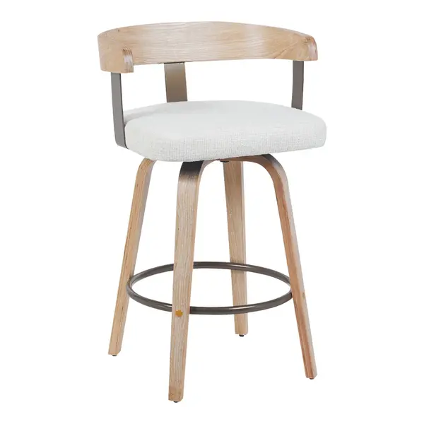 Scaun bar rotativ Anesy, Metal și Lemn cu Țesătură, Bej, 54x50x85 cm