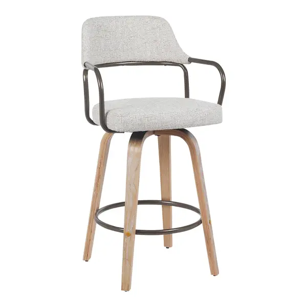 Scaun bar rotativ Tertia, Metal-lemn și, Bej - maro, 54x52x98 cm