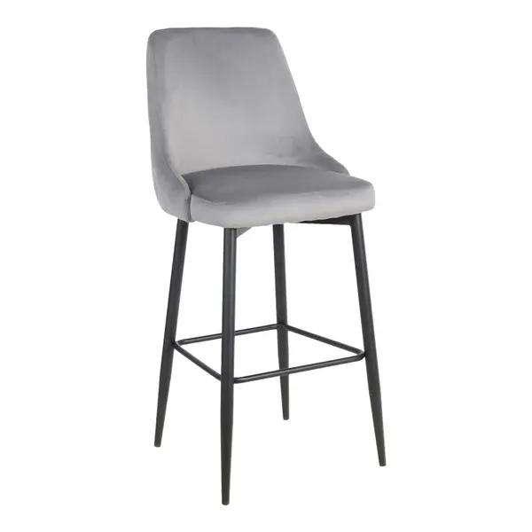 Scaun bar Zedna, Catifea Galbena, Picioare metal, Negru, 52x57x111 cm