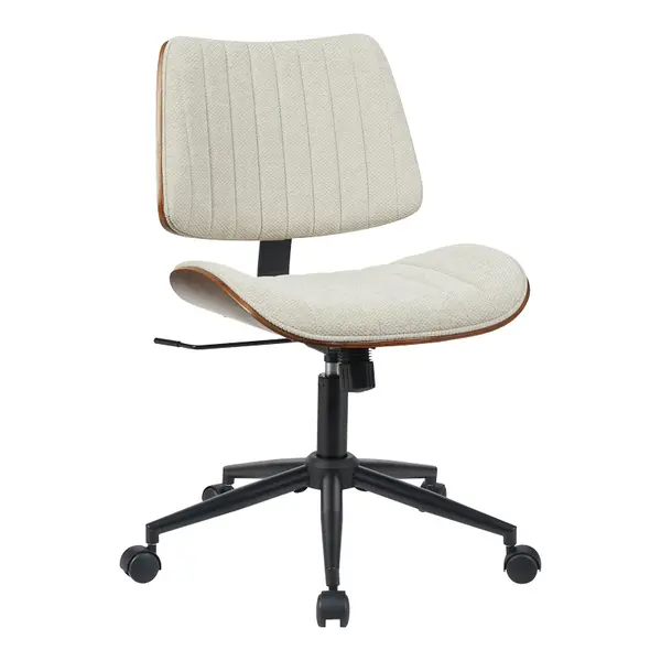 Scaun birou Amani cu ergonomie, Lemn, Nuc & Bej, 52x54x90 cm