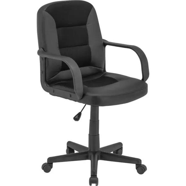 Scaun Birou, imitație piele, plasă tensionată, negru