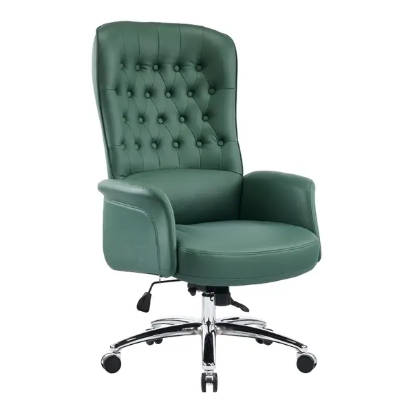 Scaun birou manager cu funcție ajustabilă Kaline, piele ecologică, verde, 69x79x115-123 cm