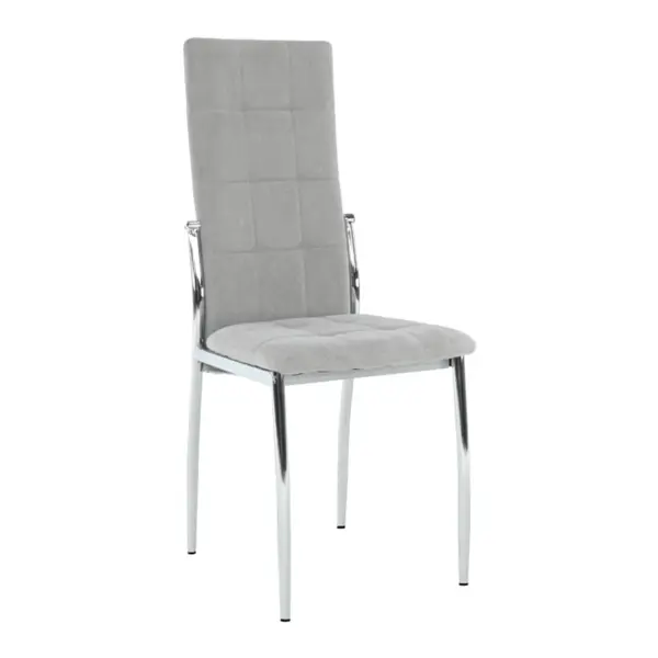Scaun bucatarie Adora, cadru cromat, tapiterie textil gri, 44 x 56 x 100 cm