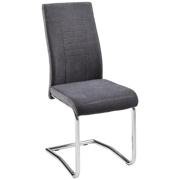 Scaun Bucătărie din metal, textil, antracit, gri, culoare crom