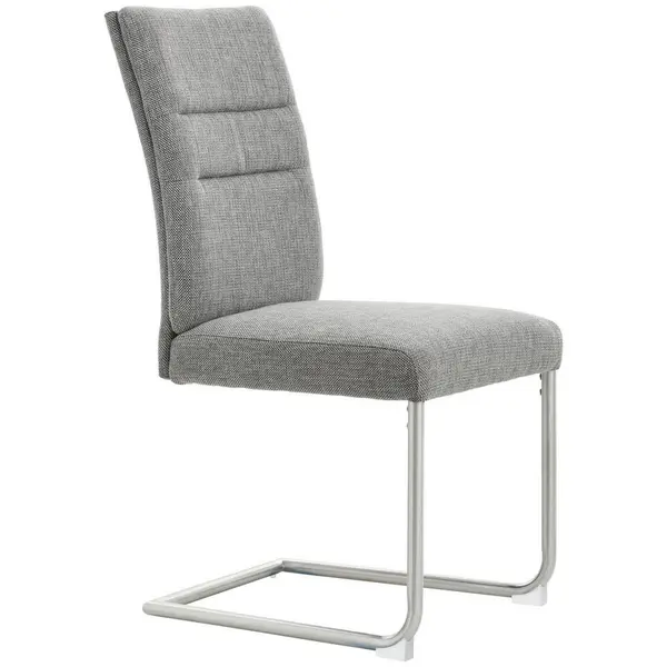 Scaun Bucatarie din metal, textil, culoare inox, gri deschis