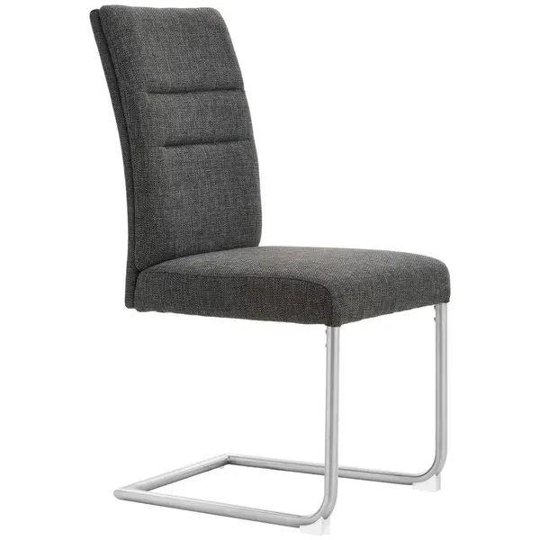 Scaun Bucatarie din metal, textil, culoare inox, gri închis
