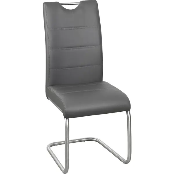 Scaun Bucatarie din metal, textil, gri, culoare inox
