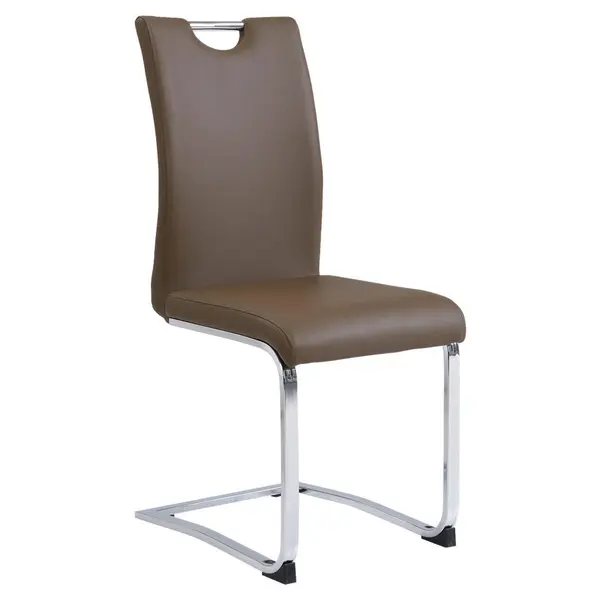 Scaun Bucatarie din metal, textil, maro, culoare crom
