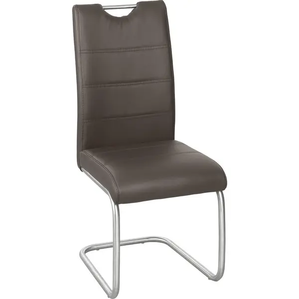Scaun Bucatarie din metal, textil, maro, culoare inox