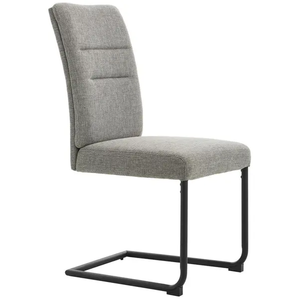 Scaun Bucatarie din metal, textil, negru, gri deschis