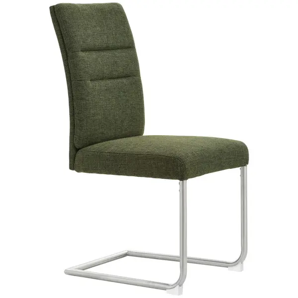 Scaun Bucatarie din metal, textil, verde, culoare inox