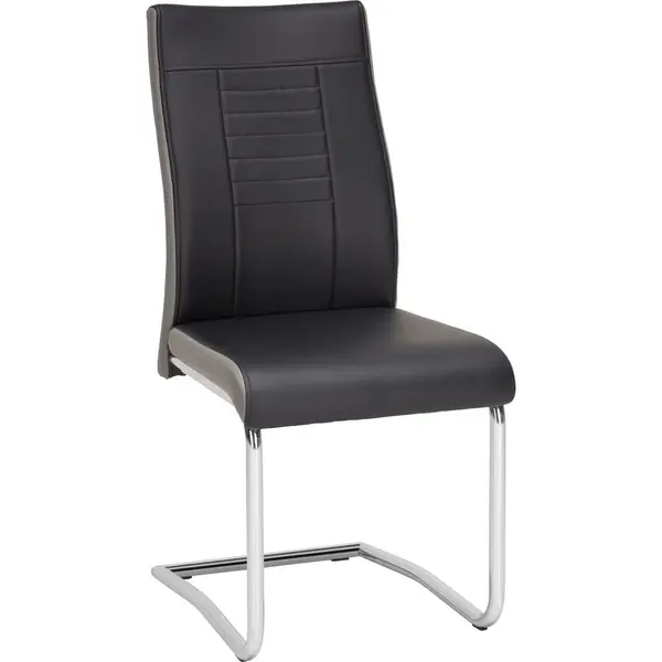 Scaun Bucatarie din textil, gri, negru