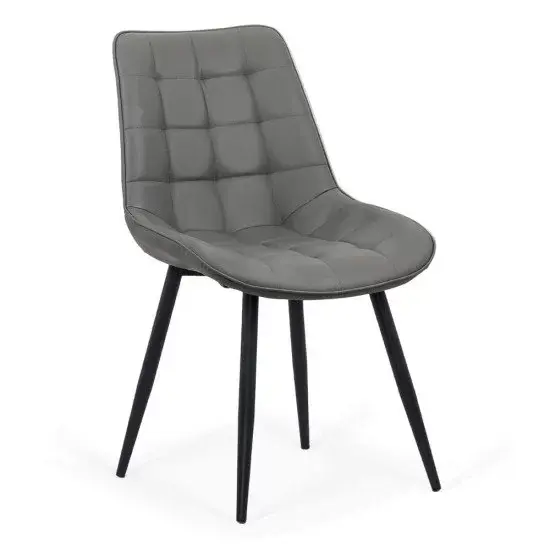 Scaun bucatarie Semba 206 Piele ecologica gri si cadru metalic negru