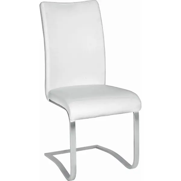 Scaun Cantilever din metal, plastic, alb, culoare inox