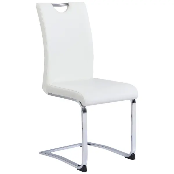 Scaun Cantilever din metal, textil, alb, culoare crom