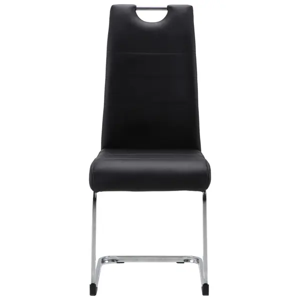Scaun Cantilever din metal, textil, negru, culoare crom