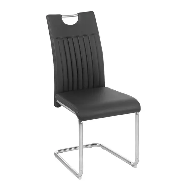 Scaun Cantilever din metal, textil, negru, culoare crom