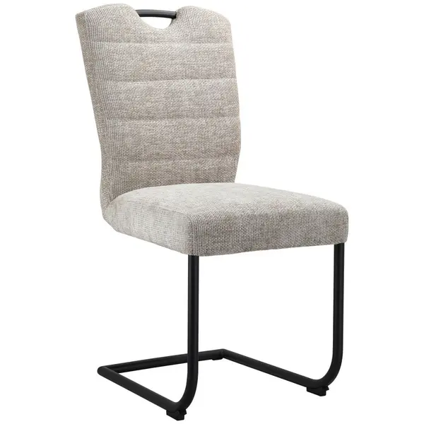 Scaun Cantilever din metal, textil, negru, gri deschis