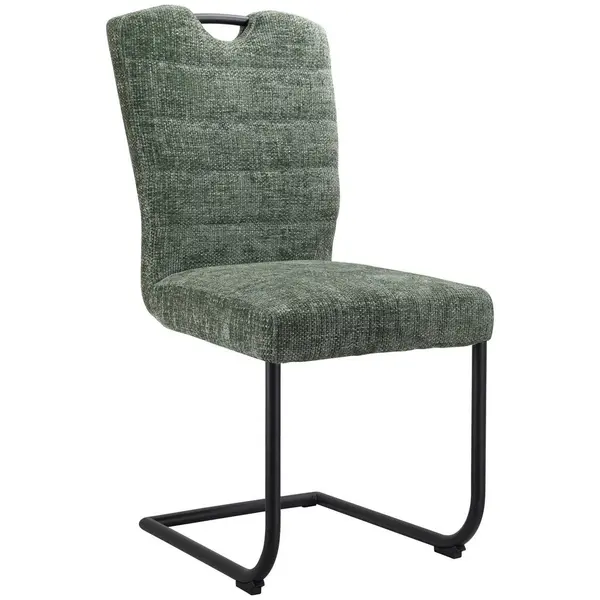 Scaun Cantilever din metal, textil, verde, negru