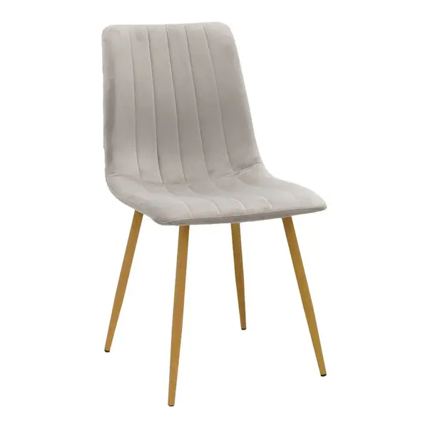 Scaun catifelat Noor, Velvet, Picioare, Natural, 44x53x86 cm