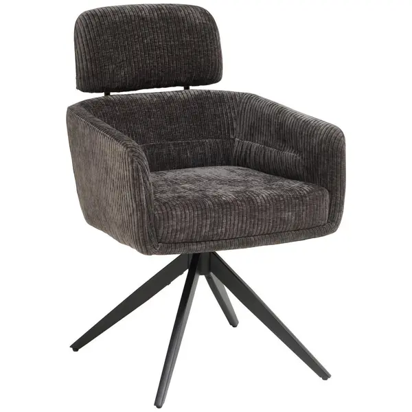 Scaun Cu Brațe din lemn, metal, textil, antracit