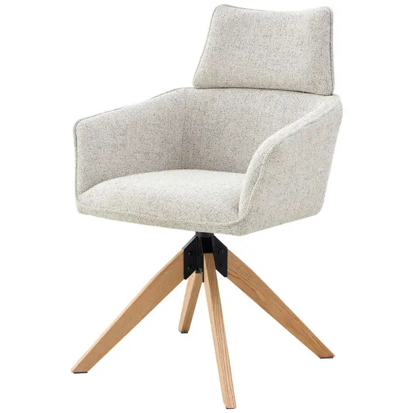 Scaun Cu Brațe din lemn, metal, textil, bej