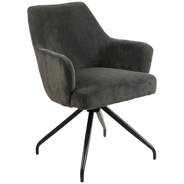 Scaun Cu Brațe din lemn, metal, textil, gri