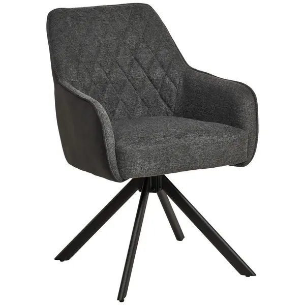 Scaun Cu Brațe din lemn, metal, textil, gri