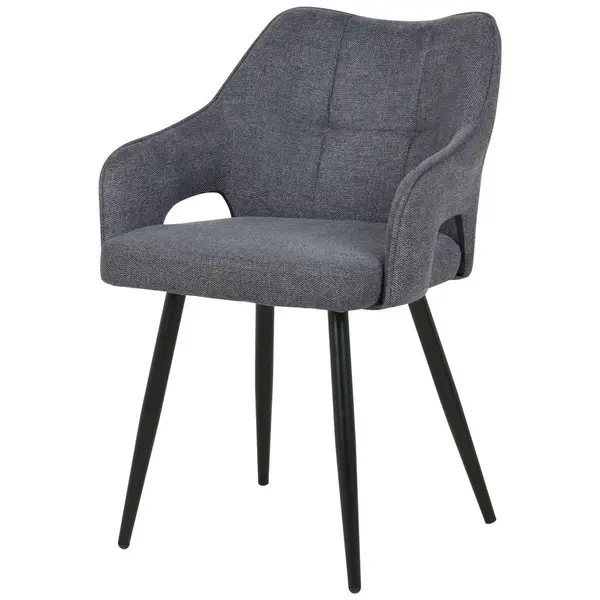 Scaun Cu Brațe din lemn, metal, textil, gri