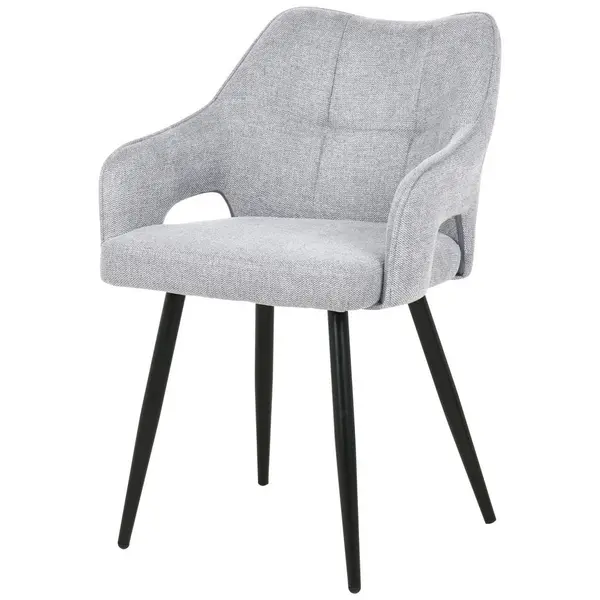 Scaun Cu Brațe din lemn, metal, textil, gri deschis
