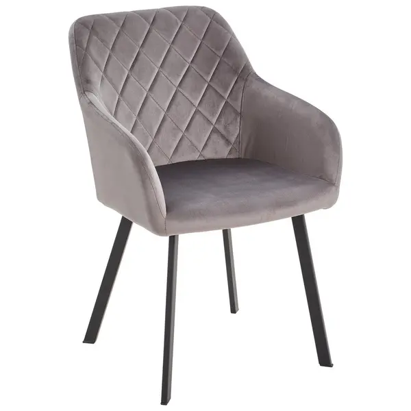 Scaun Cu Brațe din lemn, metal, textil, gri