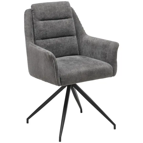 Scaun Cu Brațe din lemn, metal, textil, gri