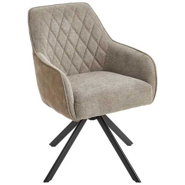 Scaun Cu Brațe din lemn, metal, textil, maro, negru