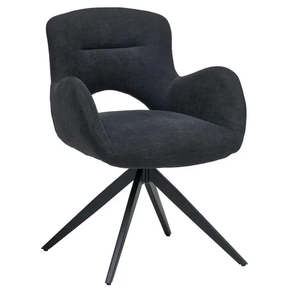 Scaun Cu Brațe din lemn, metal, textil, negru